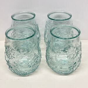 San Miguel Recycled Glass Embossed Snowflakes Tumblers Set of 4